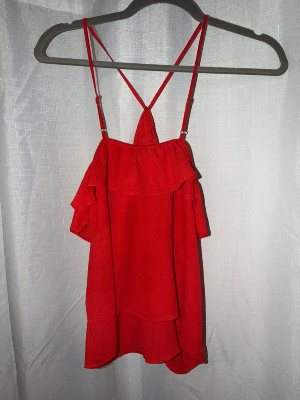 Red Ruffle Asymmetric Camisole - Picture 4 of 4